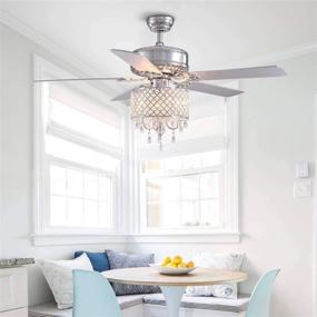 img 1 attached to 🔆 APBEAMLighting Reversible Wood Blade Crystal Ceiling Fan Light - Modern Chandelier, 52 Inches, 3 Speeds, Remote Control - Ideal for Living Room, Dining Room