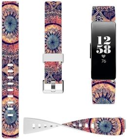 img 4 attached to 🌺 ENDIY Древние цветочные силиконовые браслеты для Fitbit Inspire Hr - персонализированные распечатанные ремешки для женщин и девочек