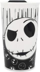 img 4 attached to ☕ 10-Ounce Black/White Ceramic Travel Coffee Mug - Silver Buffalo Disney's Nightmare Before Christmas Jack with Bones