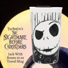 img 3 attached to ☕ 10-Ounce Black/White Ceramic Travel Coffee Mug - Silver Buffalo Disney's Nightmare Before Christmas Jack with Bones