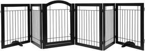 img 2 attached to PAWLAND 144-inch Extra Wide 30-inches Tall Dog Gate with Door Walk Through - Freestanding Wire Pet Gate for House, Doorway, Stairs - Puppy Safety Fence with Support Feet Included