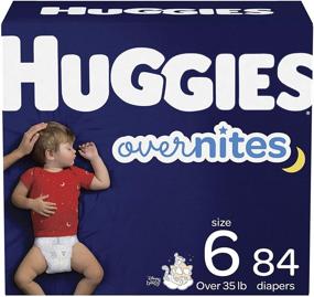 img 4 attached to 🌙 Huggies Overnites Nighttime Baby Diapers, Size 6, 84 Count