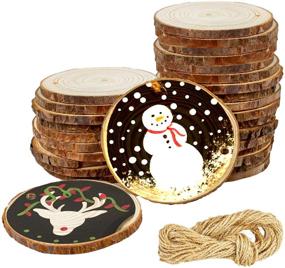 img 4 attached to 🌲 30Pcs Unfinished Natural Wood Slices: 3-3.5 inch Circles for Crafts, Ornaments, Rustic Wedding Decor, DIY Crafts with Bark - Predrilled Wooden, Christmas Decoration