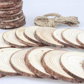 img 1 attached to 🌲 30Pcs Unfinished Natural Wood Slices: 3-3.5 inch Circles for Crafts, Ornaments, Rustic Wedding Decor, DIY Crafts with Bark - Predrilled Wooden, Christmas Decoration