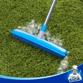 img 1 attached to 🧹 MR.SIGA Soft Bristle Rubber Broom and Squeegee: Efficient Cleaning Tool with Telescopic Handle- 12.4" Width