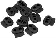 🔒 black double-hole cordlocks - 10 pcs (24x28 mm) for flyshop luggage with spring stopper logo