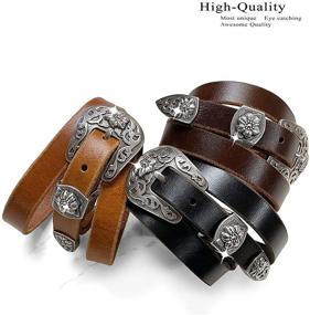 img 2 attached to 💎 Western Crystal Bling Studded Rhinestone Belt - Fashionable Leather Belt, 1-1/2"(38mm) Wide