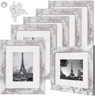 🖼️ distressed white picture frame set of 6 - upsimples 8x10 with real glass, display 5x7 photos with mat or 8x10 without mat, multi photo frames collage for wall or tabletop display логотип