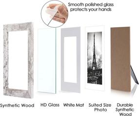 img 3 attached to 🖼️ Distressed White Picture Frame Set of 6 - Upsimples 8x10 with Real Glass, Display 5x7 Photos with Mat or 8x10 Without Mat, Multi Photo Frames Collage for Wall or Tabletop Display