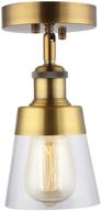 🔦 fivess antique gold flush mount light fixture: clear glass semi flush ceilinight for hallway, bathroom, kitchen - farmhouse lighting логотип