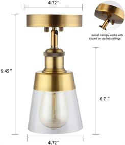 img 1 attached to 🔦 Fivess Antique Gold Flush Mount Light Fixture: Clear Glass Semi Flush Ceilinight for Hallway, Bathroom, Kitchen - Farmhouse Lighting