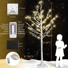 img 1 attached to Enhance your Home Decor with a 6Feet Birch Tree 🌲 - Remote Controlled Fairy Lights for Festive Celebrations: Weddings, Christmas, and Parties!