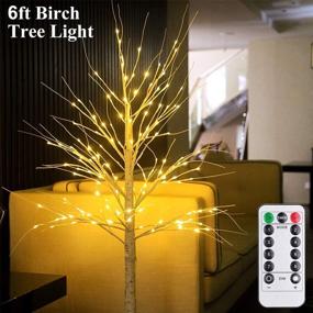 img 2 attached to Enhance your Home Decor with a 6Feet Birch Tree 🌲 - Remote Controlled Fairy Lights for Festive Celebrations: Weddings, Christmas, and Parties!