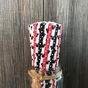 img 3 attached to 🐭 Minnie Mouse-Inspired Mouse Ears and Polka Dot Paper Straws - Red, White, Black - 7.75 Inches - 100 Pack - Outside the Box Papers Brand