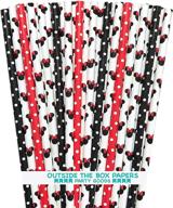 🐭 minnie mouse-inspired mouse ears and polka dot paper straws - red, white, black - 7.75 inches - 100 pack - outside the box papers brand logo
