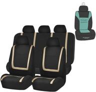 enhance your vehicle's interior with fh group beige flat cloth full set car seat covers - a perfect fit for cars, trucks, and suvs logo