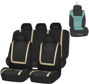 img 4 attached to Enhance Your Vehicle's Interior with FH Group Beige Flat Cloth Full Set Car Seat Covers - A Perfect Fit for Cars, Trucks, and SUVs