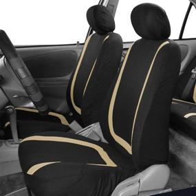 img 3 attached to Enhance Your Vehicle's Interior with FH Group Beige Flat Cloth Full Set Car Seat Covers - A Perfect Fit for Cars, Trucks, and SUVs