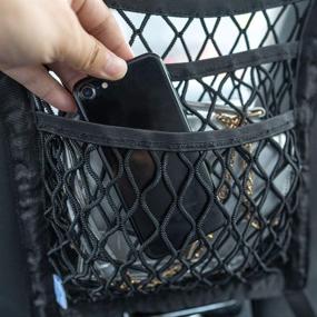 img 1 attached to 🚙 MICTUNING 3-Layer Car Mesh Organizer Storage Seat Back Cargo Net Bag Pouch for Handbag Traveling Pets Suitcase Partition Toddlers Children
