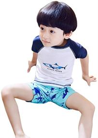 img 2 attached to 🩱 DiGirls or Boys Rashguard Short Sleeve Swimsuit Set with Swim Trunks, Shirt, and Swim Cap, Ages 2-10