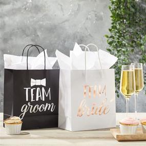 img 1 attached to 🎁 Wedding Bridal Party Gift Bags, Team Bride/Team Groom, includes Tissue Paper (10 Each)