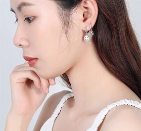 img 3 attached to Round CZ Coin Hoop Earrings for Women and Girls with Smile Face Design, Ideal for Double Piercing, Cartilage Huggie Hoops, Cute Crystal Threader Chain Climbers, Dangle Earrings, Perfect Gifts for Christmas, Thanksgiving, Birthday - 1pcs