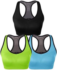 img 3 attached to 🏋️ Wirefree Padded Racerback Yoga Bra for Women's Workout Gym Activewear with Removable Pads #0001