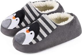 img 4 attached to Kids' Comfy Cotton Knit House Slippers with Sherpa Lining by HomeTop - Lightweight, Elastic Back Shoes for Boys and Girls