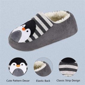 img 1 attached to Kids' Comfy Cotton Knit House Slippers with Sherpa Lining by HomeTop - Lightweight, Elastic Back Shoes for Boys and Girls