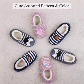 img 3 attached to Kids' Comfy Cotton Knit House Slippers with Sherpa Lining by HomeTop - Lightweight, Elastic Back Shoes for Boys and Girls