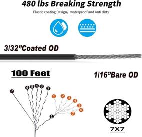 img 3 attached to 🏞️ Enhance Your Outdoor Space with Byshun 100FT Hanging Kit: Globe String Lights Suspension Kit with Black Vinyl-Coated 304 Stainless Steel Guide Wire Cable, Wire Rope Tension Turnbuckle, and Eye Hooks