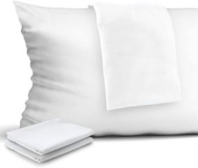 img 4 attached to 🛌 Premium 400 Thread Count 100% Egyptian Cotton White Zippered Pillow Protectors - 4-Pack, Standard Size