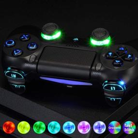 img 1 attached to 🎮 Luminated D-pad Thumbstick Trigger Buttons Kit with Black Classical Symbols DTFS (DTF 2.0) LED for PS4 Slim Pro Controller - Controller NOT Included by eXtremeRate Multi-Colors