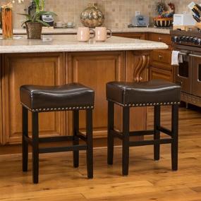 img 3 attached to 🪑 Christopher Knight Home Lisette Brown Backless Counter Stools, 2-Piece Set – Stylish and Practical Seating Solution!