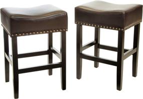 img 4 attached to 🪑 Christopher Knight Home Lisette Brown Backless Counter Stools, 2-Piece Set – Stylish and Practical Seating Solution!