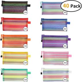 img 3 attached to 🎒 JARLINK 40 Pack - Zipper Mesh Pouches in 10 Vibrant Colors for Pencil Storage, Office Supplies, Cosmetics, Travel Accessories - Multipurpose Travel Bags in Multicolor