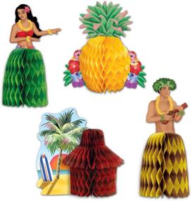 img 1 attached to 🌺 Vibrant Multicolored Beistle Luau Playmates Set (4/Pkg) - Perfect Size for a Fun-Filled Party!