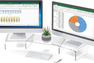 🖥️ enhance your workspace with the versatile acrylic dual monitor stand riser - adjustable length, angle, and 3 shelves - anti-slip mat for laptop, computer, pc, printer, tv screen logo