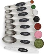 🥄 8pcs stainless steel stackable magnetic measuring spoons set + leveler spoon | safe cookware | appealing culinary dual sided design - black logo