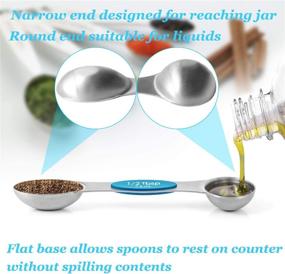 img 2 attached to 🥄 8pcs Stainless Steel Stackable Magnetic Measuring Spoons Set + Leveler Spoon | Safe Cookware | Appealing Culinary Dual Sided Design - BLACK