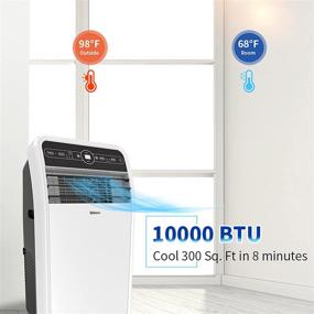 img 2 attached to Портативный кондиционер Shinco 10 000 BTU: встроенный осушитель воздуха, режим вентилятора, тихий блок кондиционирования для помещений площадью 300 кв. футов, LED-дисплей, пульт дистанционного управления, комплект оконного выхлопного устройства.