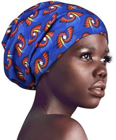 img 3 attached to 🌙 Extra Large African Print Sleep Cap Satin Bonnet: Ideal Hair Wrap for Curly Hair, Locs & Black Women