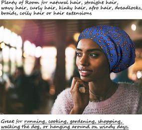 img 1 attached to 🌙 Extra Large African Print Sleep Cap Satin Bonnet: Ideal Hair Wrap for Curly Hair, Locs & Black Women