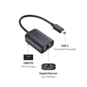 img 3 attached to 🔌 Cable Matters USB C to Gigabit Ethernet Adapter with 100W Charging - High-Speed Wired Ethernet (480Mbps) for Chromecast with Google TV (2020 Version), Laptops, and More