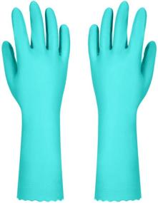 img 3 attached to 🧤 Latex-free Reusable Dishwashing Cleaning Gloves with Cotton Lining, 2 Pairs (Purple+Blue, Medium) - Kitchen Gloves