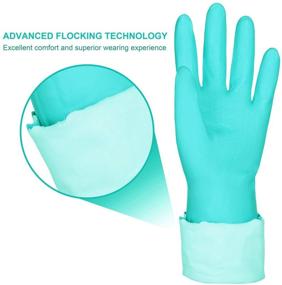 img 1 attached to 🧤 Latex-free Reusable Dishwashing Cleaning Gloves with Cotton Lining, 2 Pairs (Purple+Blue, Medium) - Kitchen Gloves