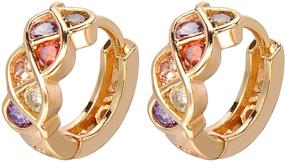 img 4 attached to 💎 Exquisite E.B.DIAMOND Huggie Hoop Earrings: Dazzling 18K Gold Plated Small Earrings with Vibrant Colorful Stones for Women & Girls