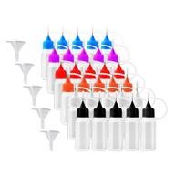 versatile 30pcs 10ml precision tip applicator set with translucent glue bottles, 6 color tips, and 5 funnel for diy quilling craft, acrylic painting logo