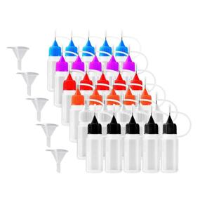 img 4 attached to Versatile 30pcs 10ml Precision Tip Applicator Set with Translucent Glue Bottles, 6 Color Tips, and 5 Funnel for DIY Quilling Craft, Acrylic Painting