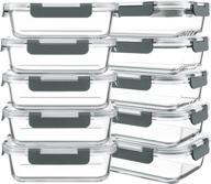 🍱 komuee 10 packs 30 oz glass meal prep containers with airtight lids - bpa free, microwave, oven, freezer and dishwasher safe, glass food storage containers for lunch, bento boxes логотип